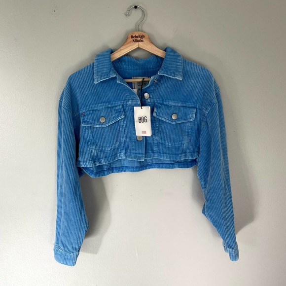 NWT Urban Outfitters BDG Carissa Cropped Corduroy Jacket in Blue XS - Picture 8 of 15